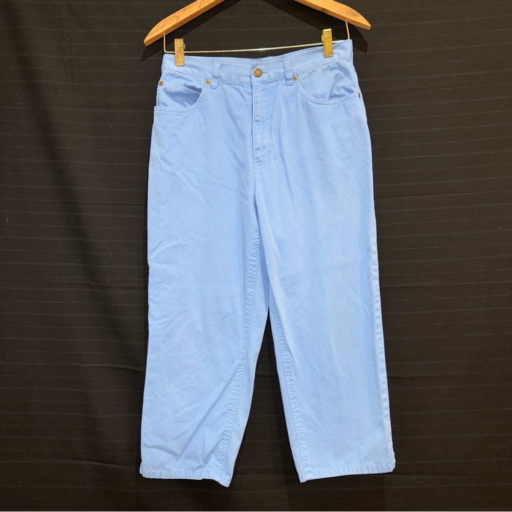 Jones New York Petite Blue Denim Cropped Pants Capri 10P Colorful Preppy Spring
